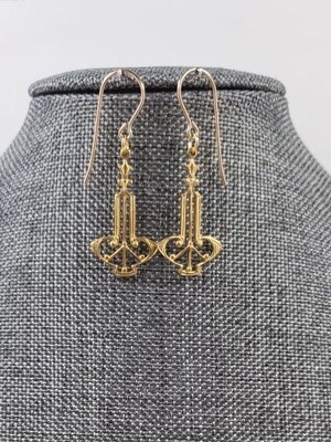 Filigree Brass Gold Art Deco Dangle Earrings - image4